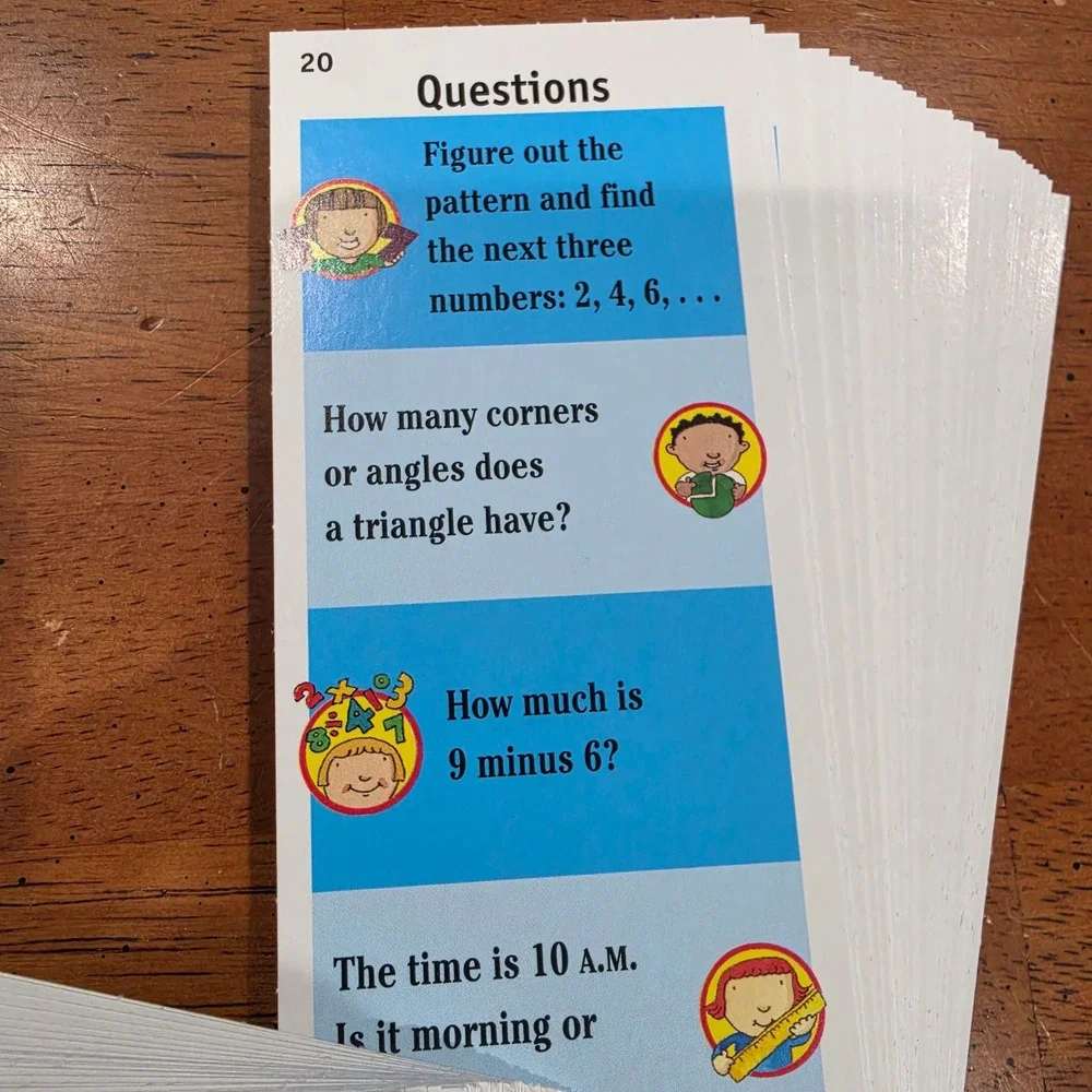 Brain Quest Math Grade 1 Kids Age 6-7 Blue Excellent 750 Questions Deck 1